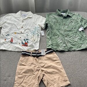 Old Navy White Tropical Shirt with Embroidery